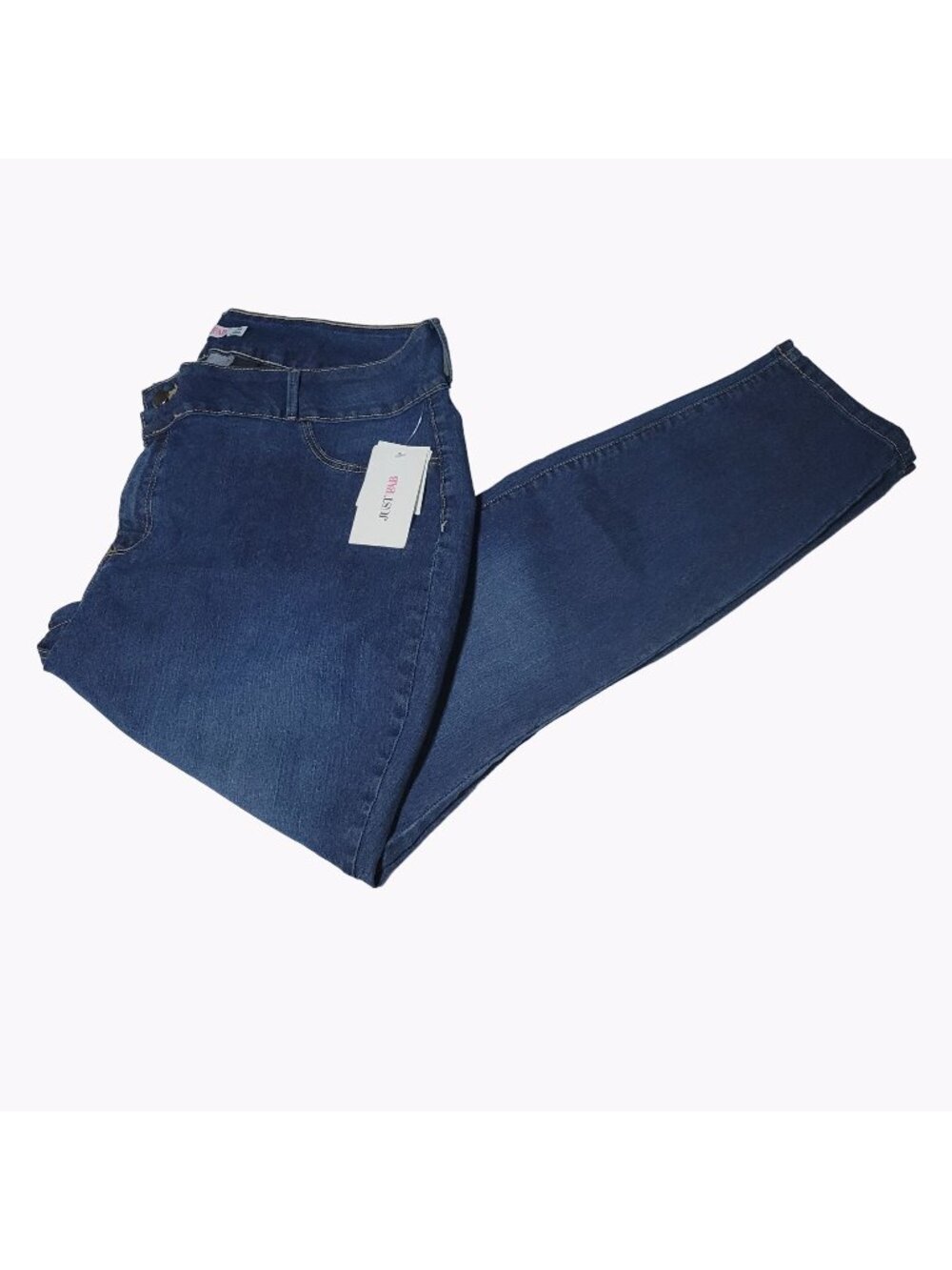 Just Fab Jeans Womens Plus Size 24W Straight High Waist Medium Wash Denim Pants